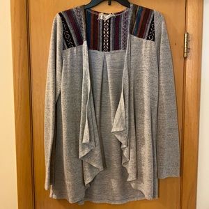 Skonhet Tribal Aztec Southwestern Open Front Cardigan Waterfall Sweater Medium